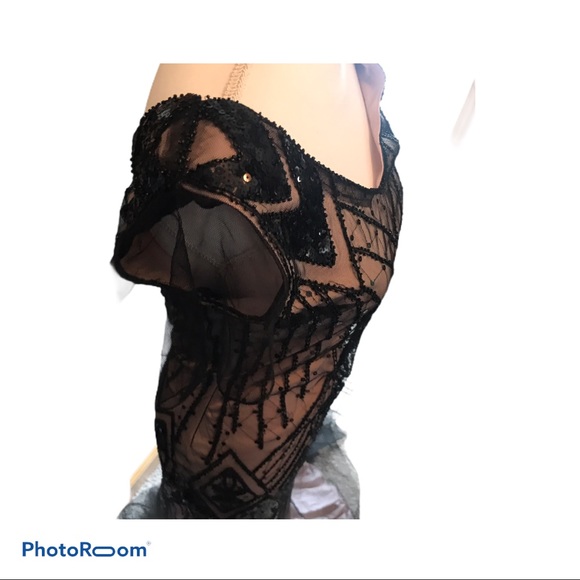 Beaded Art Deco Mermaid Dress with tulle - Picture 4 of 7